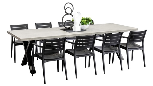 Element 2.8m Table & 8 Lyon Chairs Black