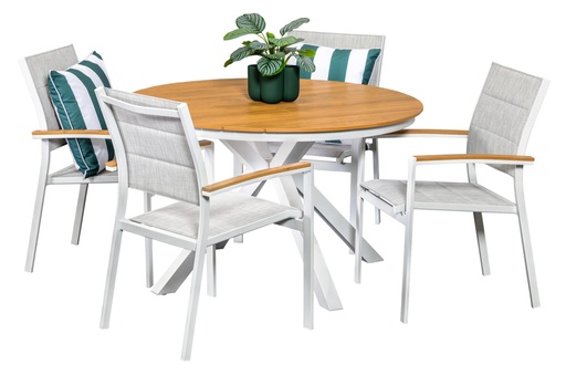 Coast 1.2m Round Table & 4 Coast Chairs White