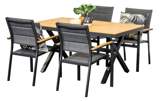 Coast 1.5m Table & 4 Coast Chairs Black
