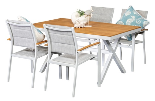 Coast 1.5m Table & 4 Coast Chairs White