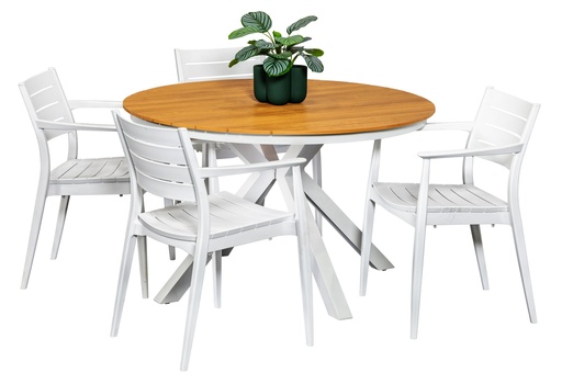 Coast 1.2m Round Table & 4 Lyon Chairs White