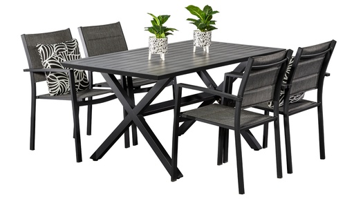 Samui 1.5m Table & 4 Whitby Chairs Black