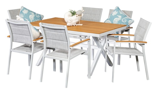 Coast 1.5m Table & 6 Coast Chairs White