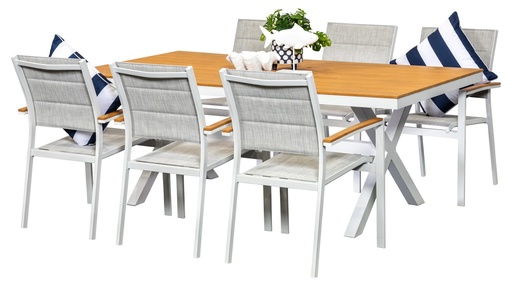 Coast 2m Table & 6 Coast Chairs White