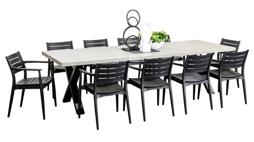 Element 2.8m Table & 10 Lyon Chairs Black