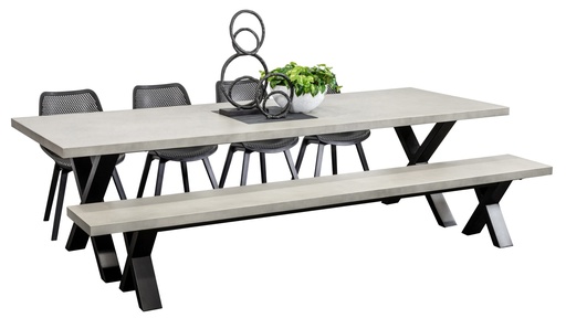 Element 2.8m Table, Bench & 4 Bronte Chairs Black