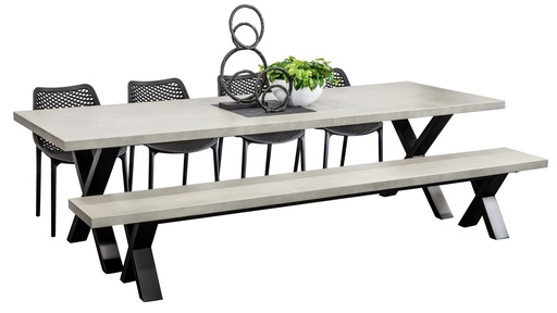Element 2.8m Table, Bench & 4 Isla Chairs Black