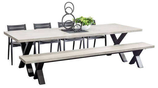 Element 2.8m Table, Bench & 4 Lyon Chairs Black