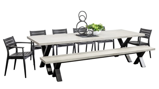 Element 2.8m Table, Bench & 6 Lyon Chairs Black