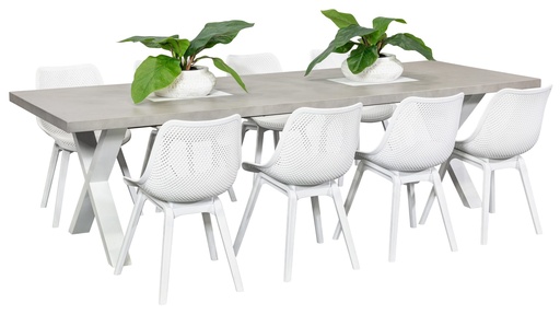 Element 2.8m Table & 8 Bronte Chairs White