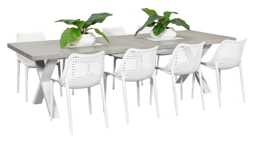 Element 2.8m Table & 8 Isla Chairs White