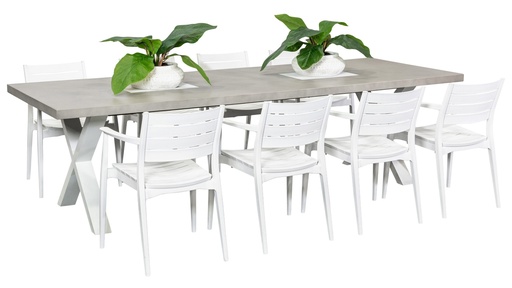 Element 2.8m Table & 8 Lyon Chairs White