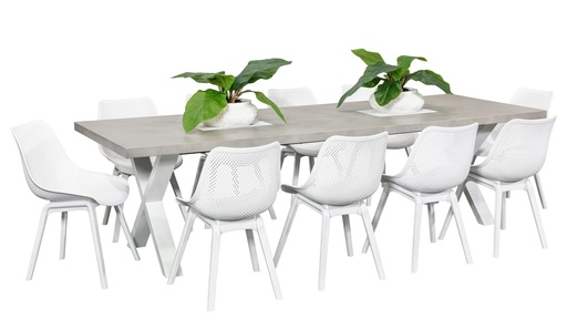 Element 2.8m Table & 10 Bronte Chairs White