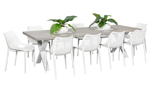 Element 2.8m Table & 10 Isla Chairs White