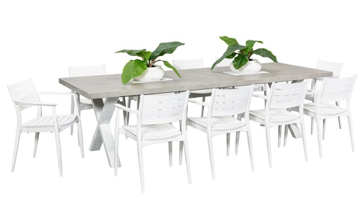 Element 2.8m Table & 10 Lyon Chairs White
