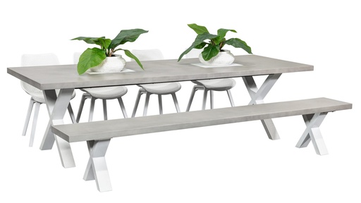 Element 2.8m Table, Bench & 4 Bronte Chairs White