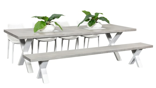Element 2.8m Table, Bench & 4 Isla Chairs White
