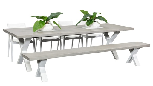Element 2.8m Table, Bench & 4 Lyon Chairs White