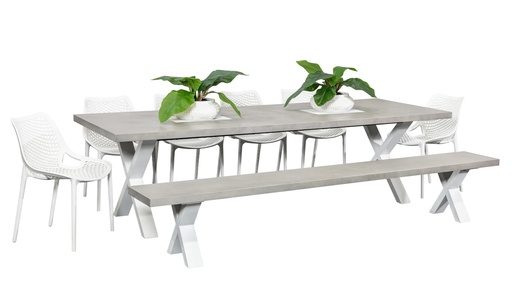Element 2.8m Table, Bench & 6 Isla Chairs White