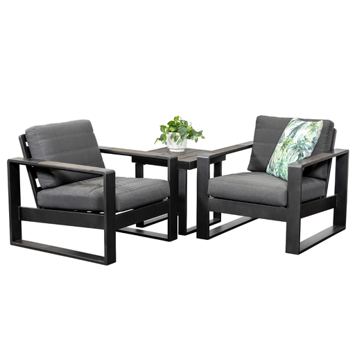 Allure Side Table & 2 Allure Single Sofas Black