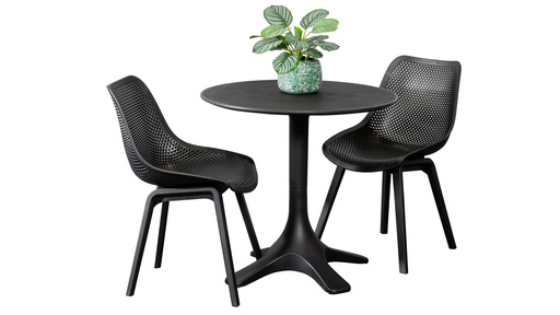 Bronte 80cm Table & 2 Bronte Chairs Black