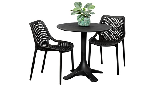 Bronte 80cm Table & 2 Isla Chairs Black