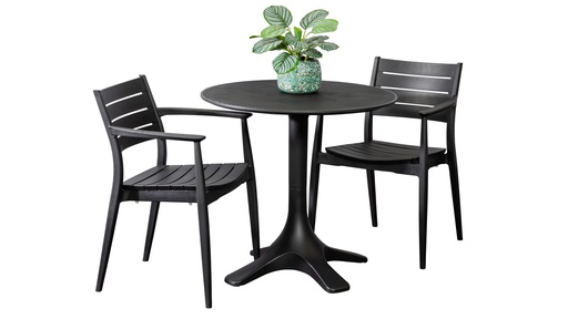 Bronte 80cm Table & 2 Lyon Chairs Black