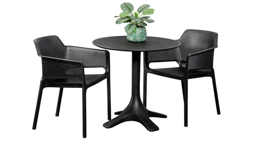 Bronte 80cm Table & 2 Paris Chairs Black