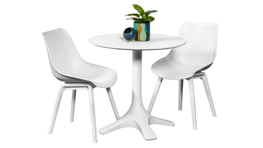 Bronte 80cm Table & 2 Bronte Chairs White
