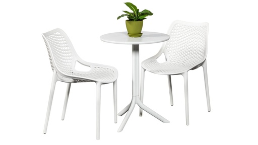 Bronte 80cm Table & 2 Isla Chairs White