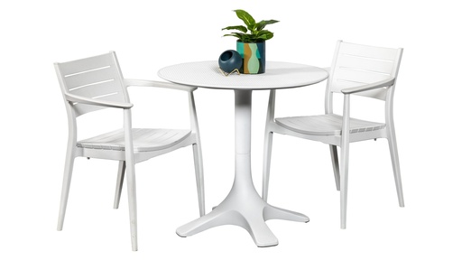 Bronte 80cm Table & 2 Lyon Chairs White