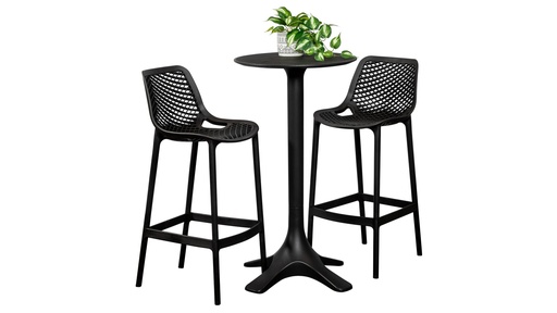 Bronte Bar Table & 2 Isla Stools Black