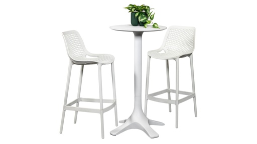 Bronte Bar Table & 2 Isla Stools White