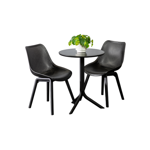 Lyon 60cm Table & 2 Bronte Chairs Black