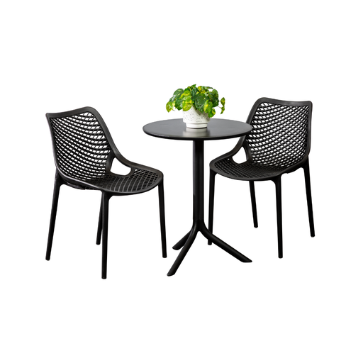 Lyon 60cm Table & 2 Isla Chairs Black
