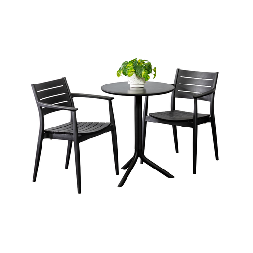Lyon 60cm Table & 2 Lyon Chairs Black