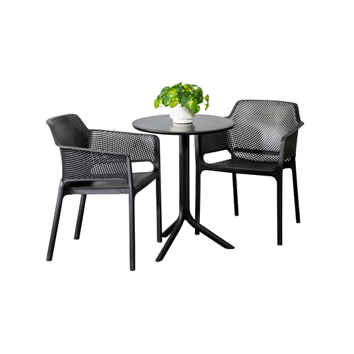 Lyon 60cm Table & 2 Paris Chairs Black