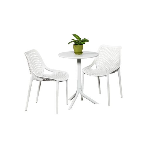 Lyon 60cm Table & 2 Isla Chairs White