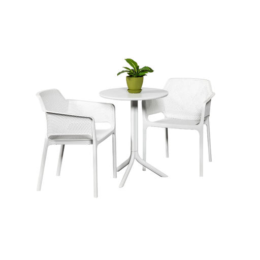 Lyon 60cm Table & 2 Paris Chairs White