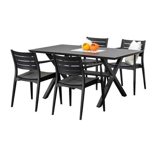 Samui 1.5m Table & 4 Lyon Chairs Black