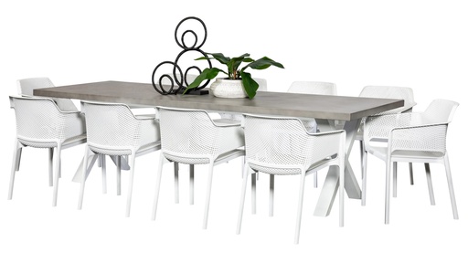 Element 2.8m Table & 10 Paris Chairs White