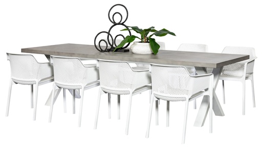 Element 2.8m Table & 8 Paris Chairs White