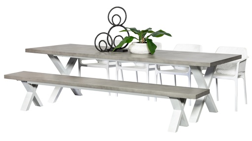 Element 2.8m Table, Bench & 4 Paris Chairs White