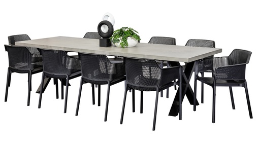 Element 2.8m Table & 10 Paris Chairs Black