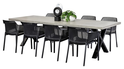 Element 2.8m Table & 8 Paris Chairs Black