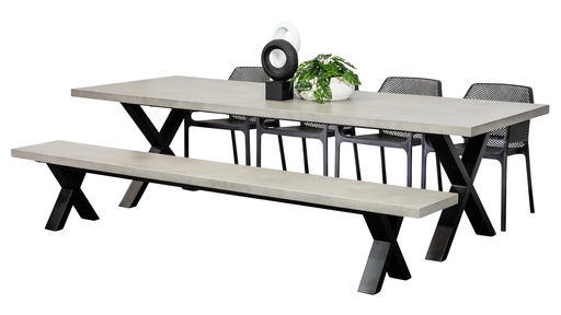 Element 2.8m Table, Bench & 4 Paris Chairs Black