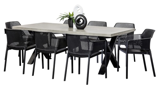 Element 2.2m Table & 8 Paris Chairs Black