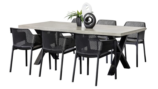 Element 2.2m Table & 6 Paris Chairs Black
