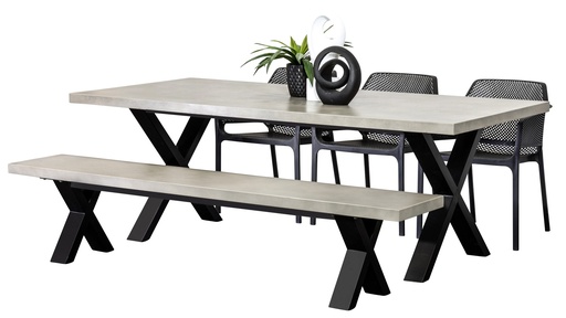 Element 2.2m Table, Bench & 3 Paris Chairs Black