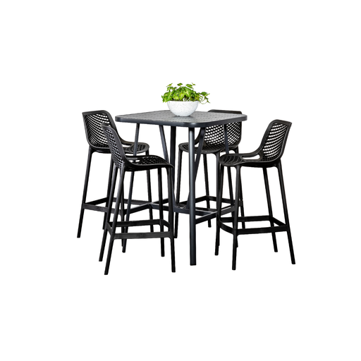 Albi 81cm Bar Table & 4 Isla Stools Black